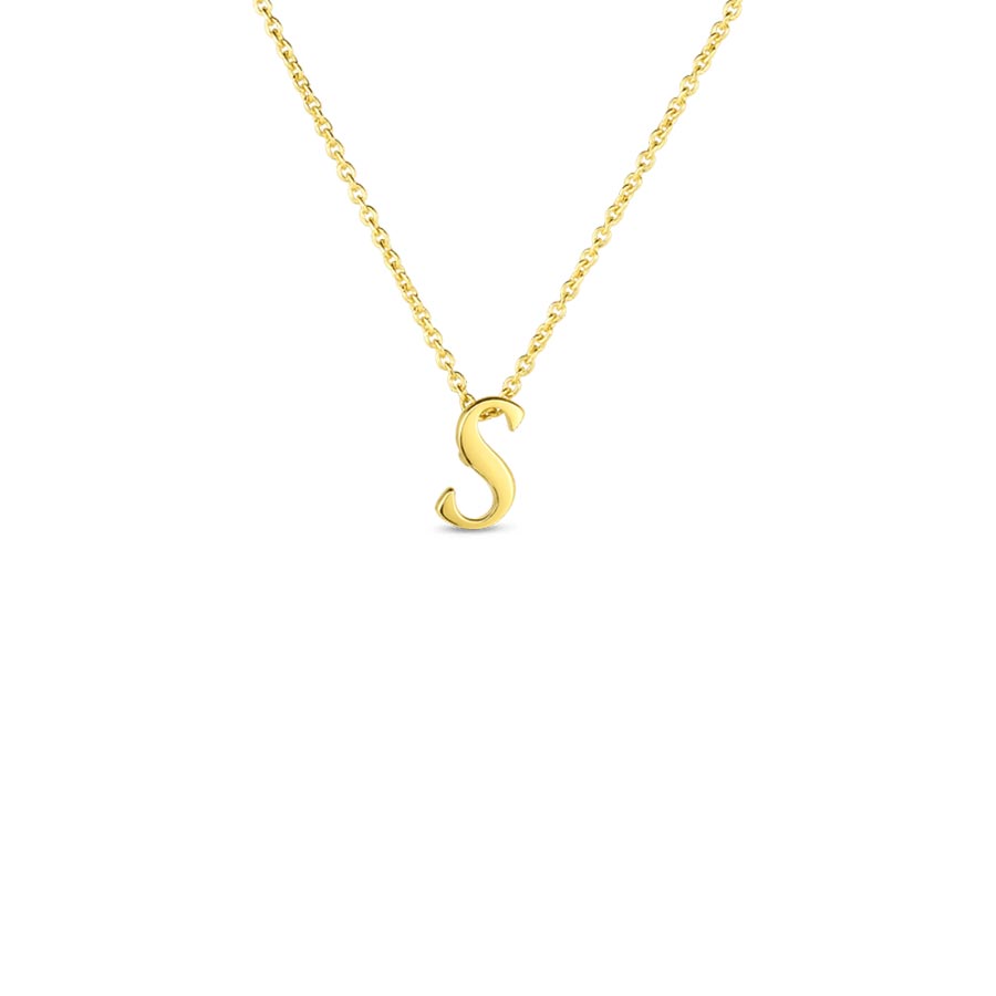 000021AYCH0S Roberto Coin 18K Yellow Gold Tiny Script "S" Initial Pendant Necklace
