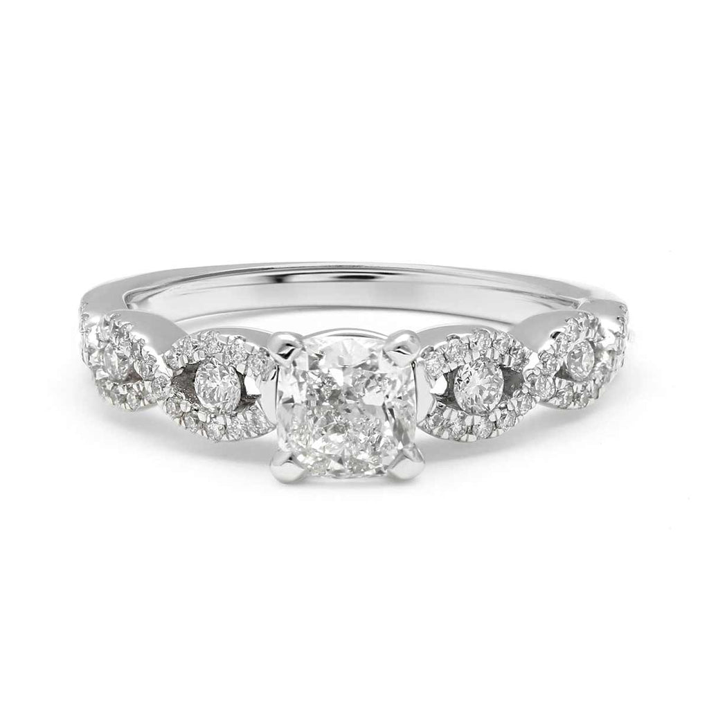 Propose Tonight Cushion Diamond Swirl Design Engagement Ring