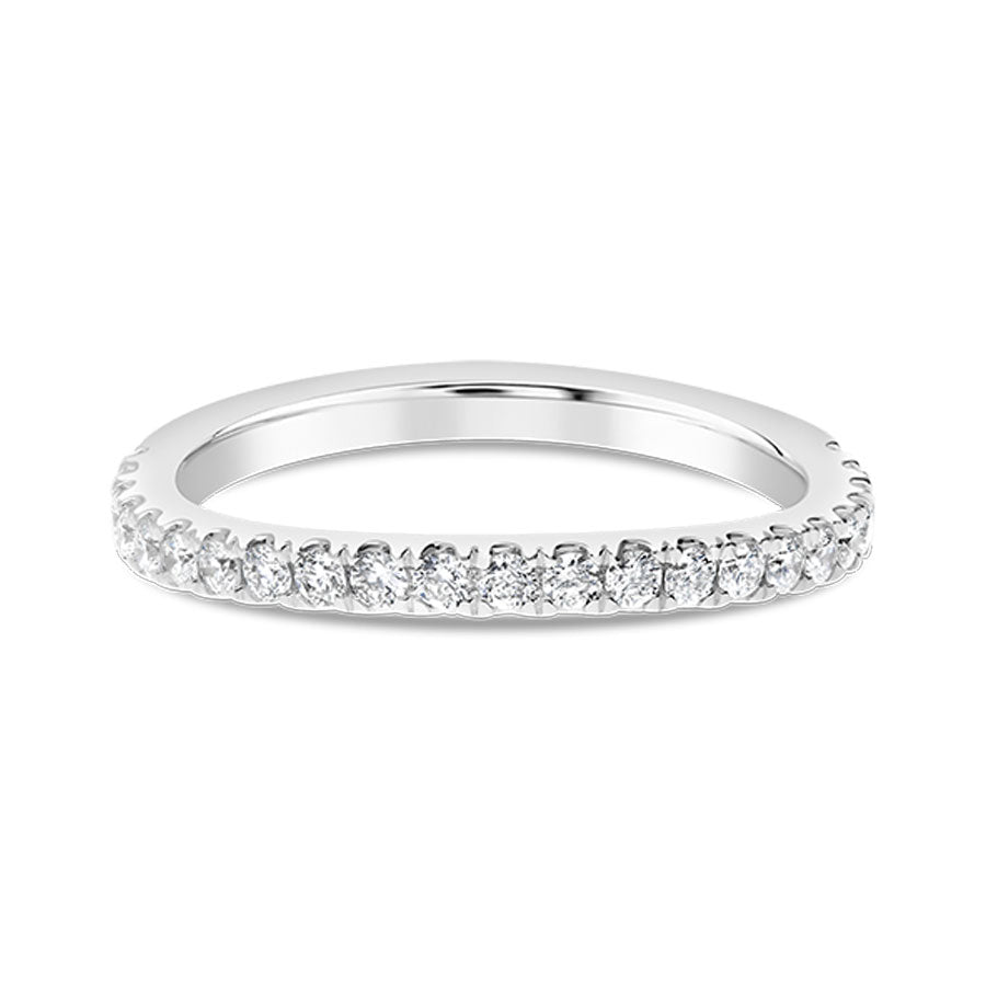James Free Jewelers 18K White Gold Diamond Contoured Wedding Band
