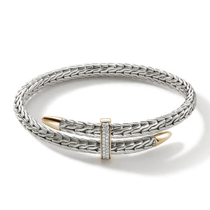 John Hardy Sterling Silver and Diamond Flex Spear Cuff