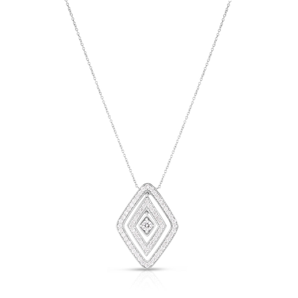 18K White Gold Diamante Large Diamond Necklace 