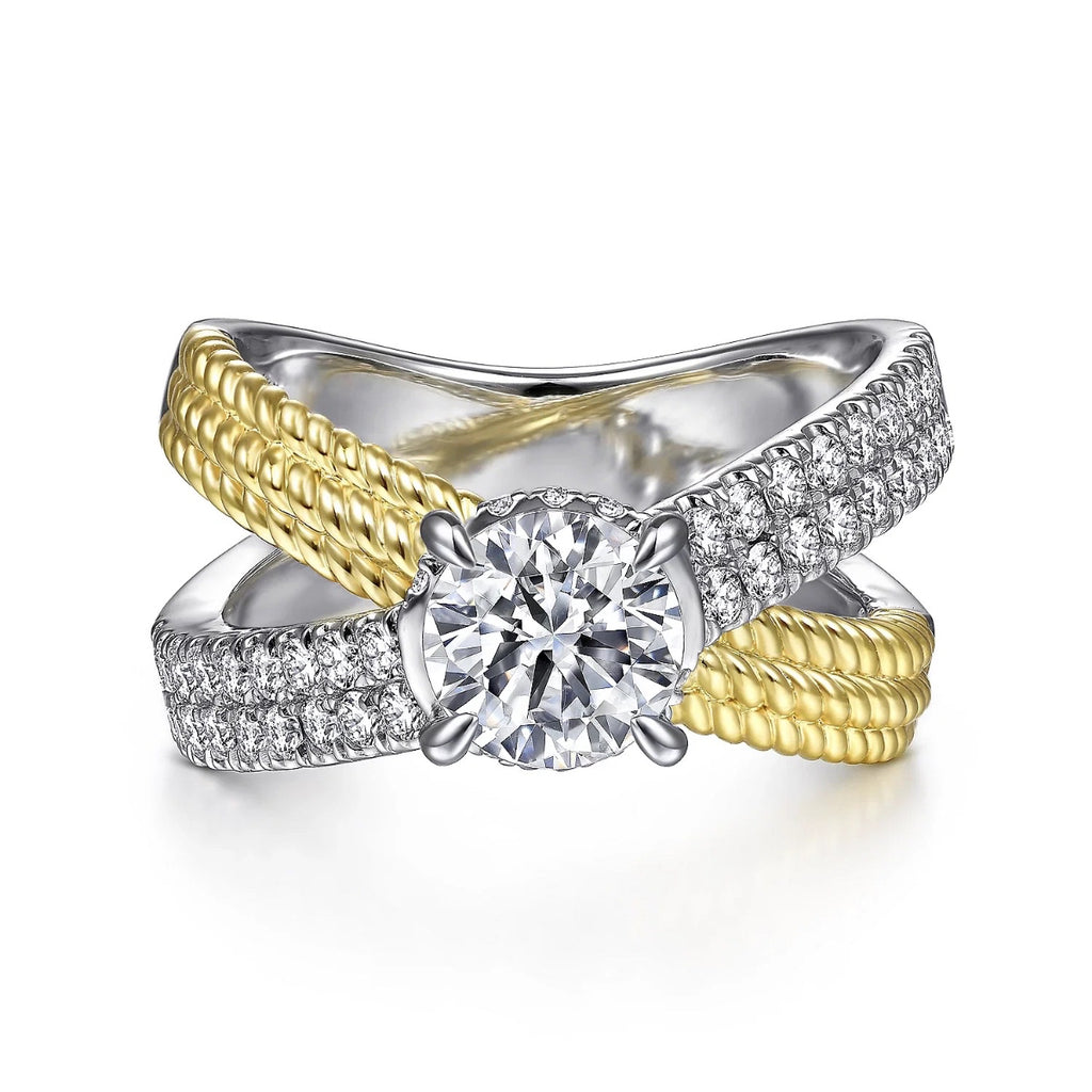 James Free 14K White & Yellow Gold Crossover Diamond Engagement Ring Setting