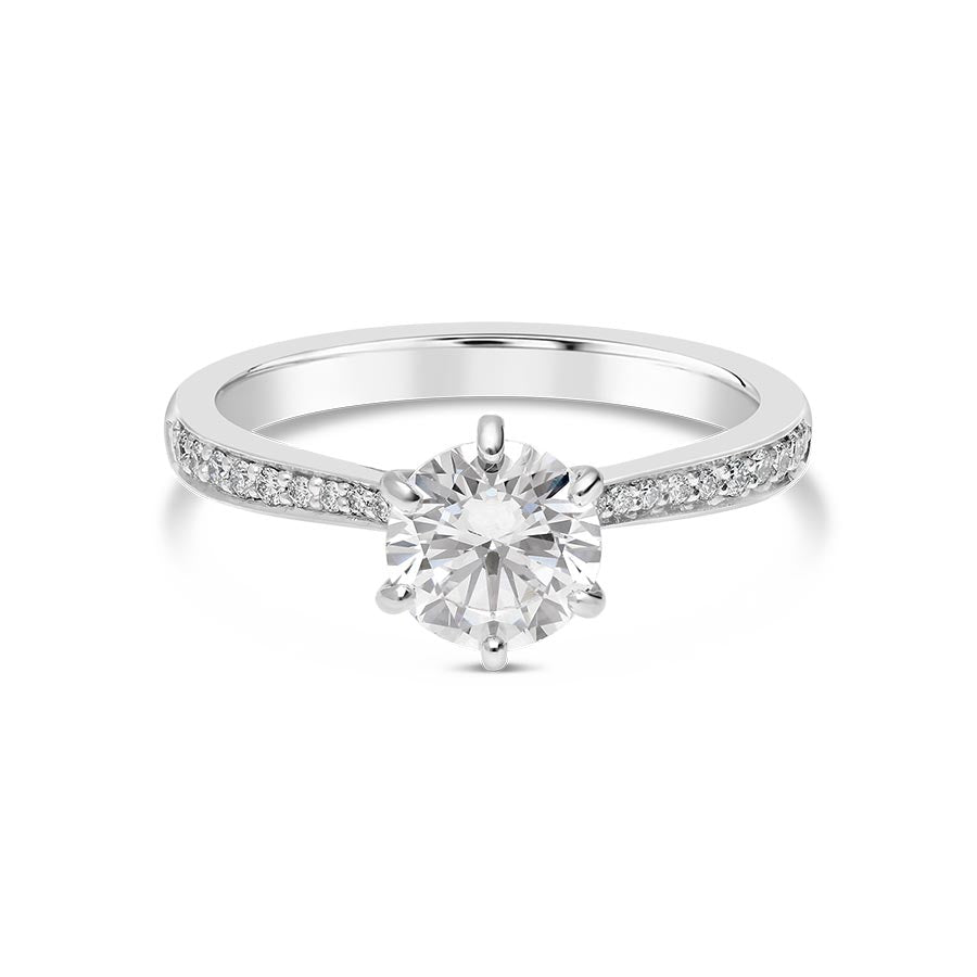 Precision Set 18K White New Aire Prong Diamond Engagement Ring 221828W