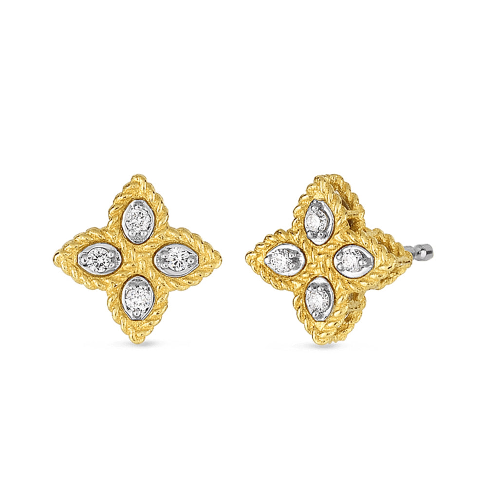 Roberto Coin 18K Gold Princess Flower Small Diamond Stud Earrings