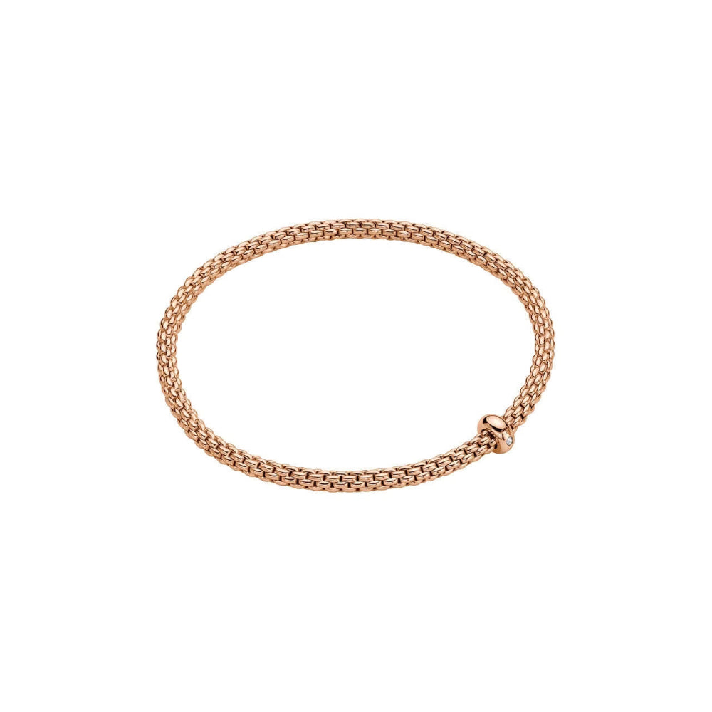FOPE 18K Gold Prima Flexible Bracelet with Diamond Accent Rondel