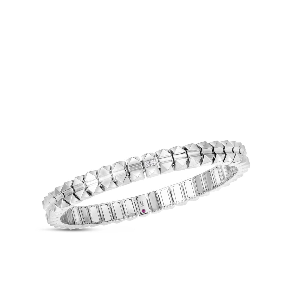 Roberto Coin Obelisco 18K White Gold Flexible Bangle James Free Jewelers