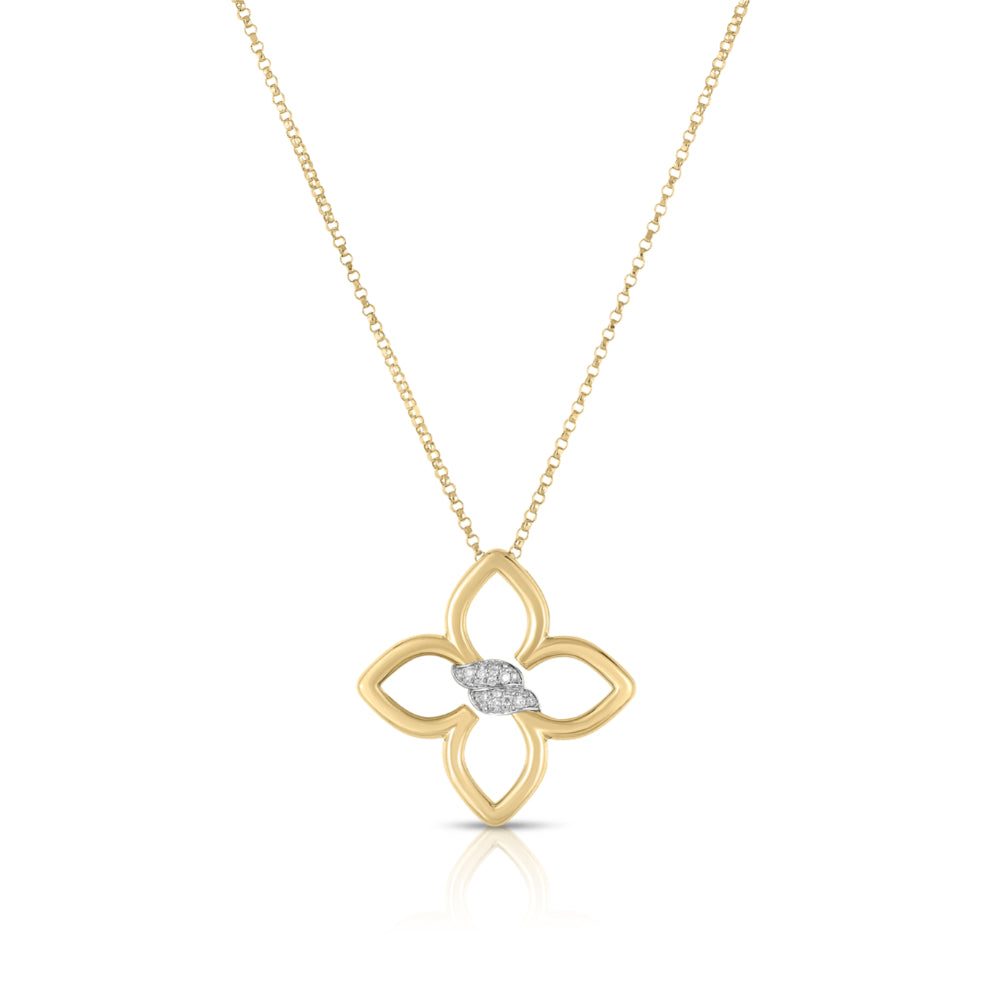 18K Yellow Gold Cialoma Small Flower Diamond Necklace