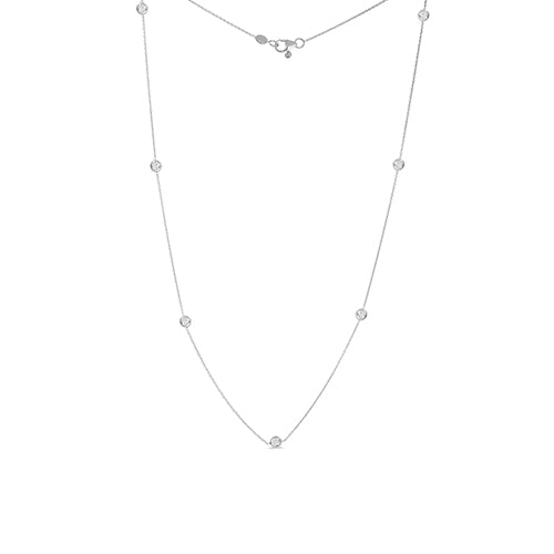 Roberto Coin Diamonds By The Inch 7 Station Diamond Necklace in 18K White Gold
