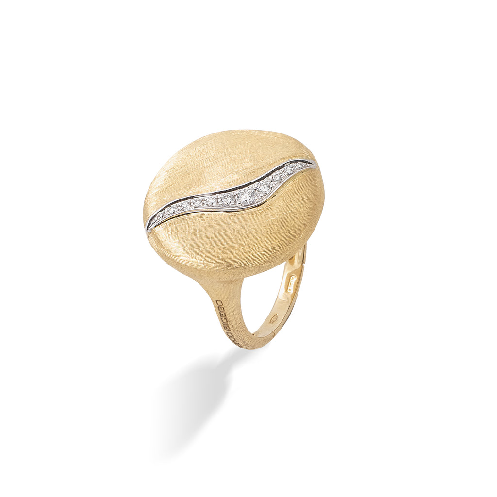 18K Gold Jaipur Medium Disk Ring with Diamond Accent