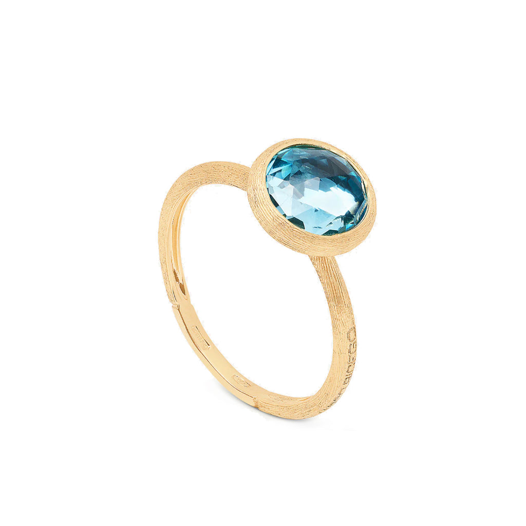18K Gold Jaipur Blue Topaz Gemstone Ring