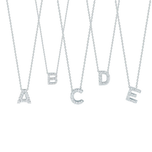 Roberto Coin Tiny Treasures Love Letter Diamond Initial Necklace in 18K White Gold