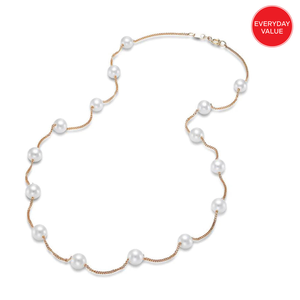 Everyday Value: 14K Gold Tin Cup Pearl Necklace