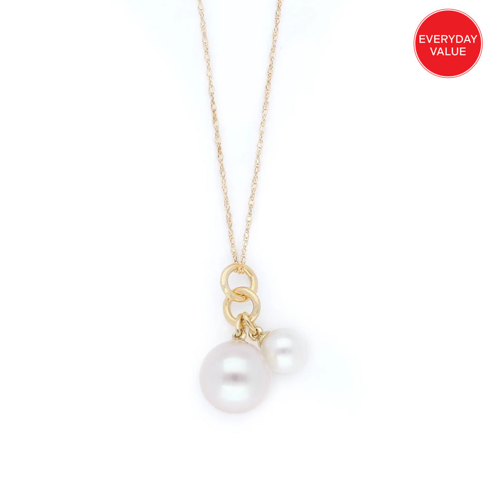 Everyday Value: 14K Gold Double Pearl Drop Necklace