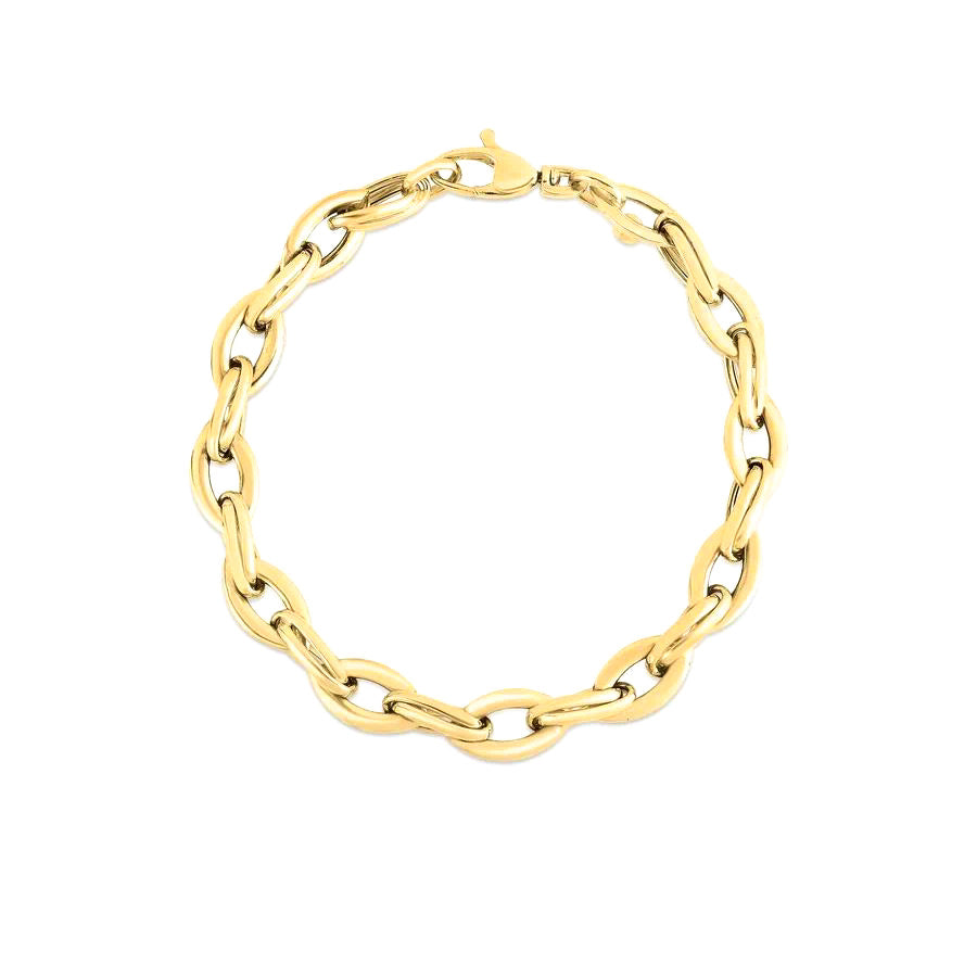 18K Yellow Gold Almond Link Bracelet
