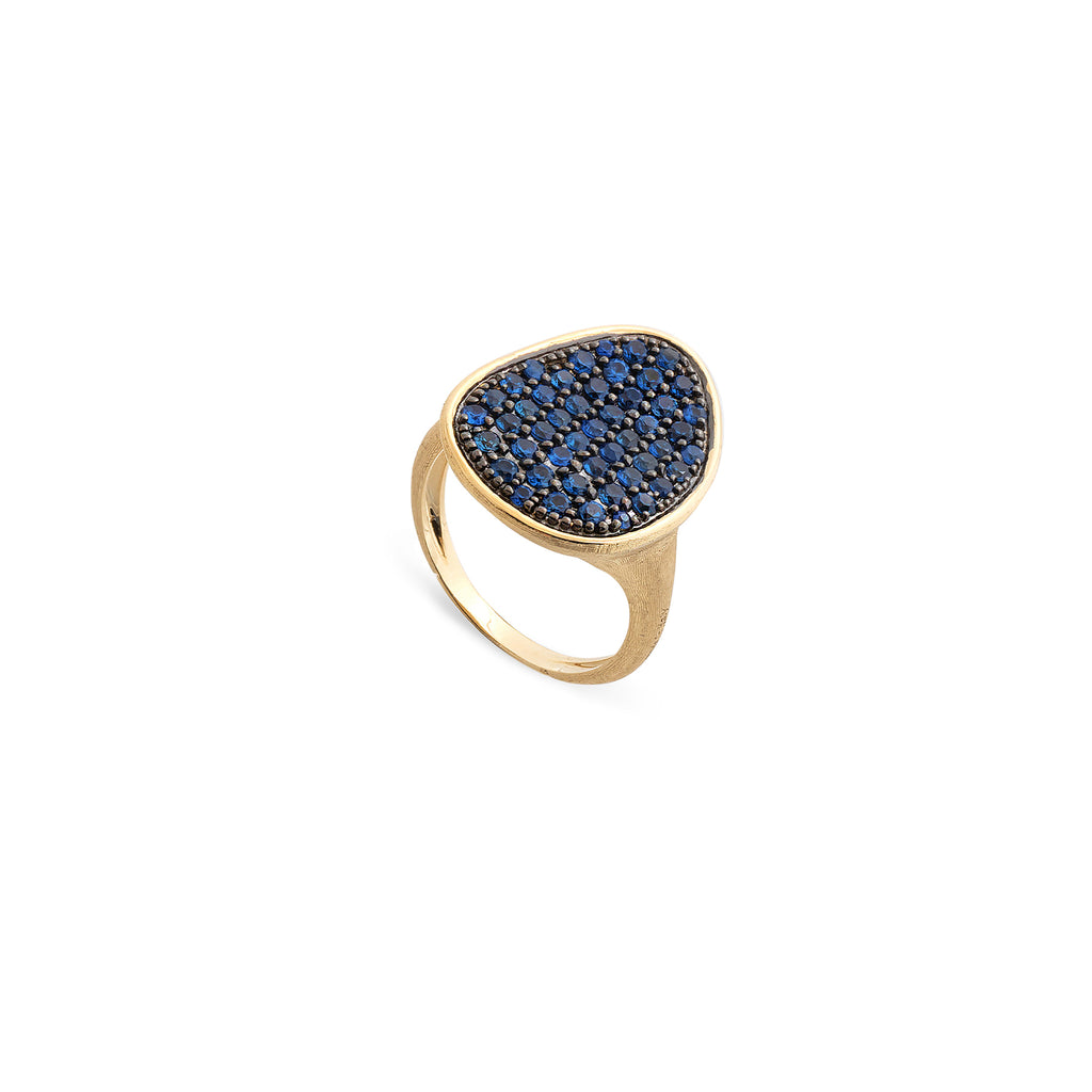 18K Gold Lunaria Sapphire Pavé Cocktail Ring