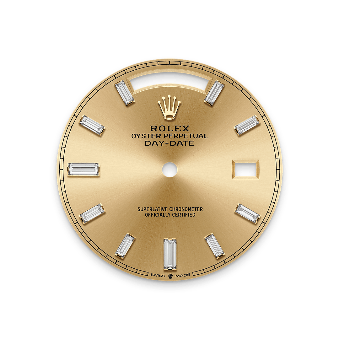 Rolex Day-Date in yellow gold and diamonds, m228348rbr-0002 - James Free Jewelers