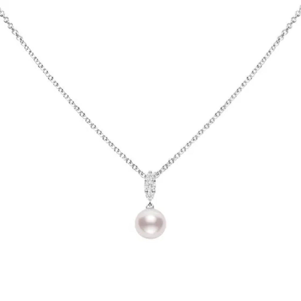 Mikimoto 18K White Gold Morning Dew Akoya Cultured Pearl Necklace 