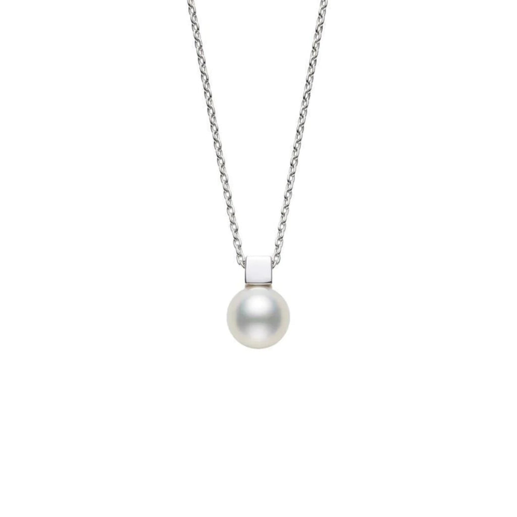 Mikimoto 18K White Gold Akoya Cultured Pearl Pendant Necklace 