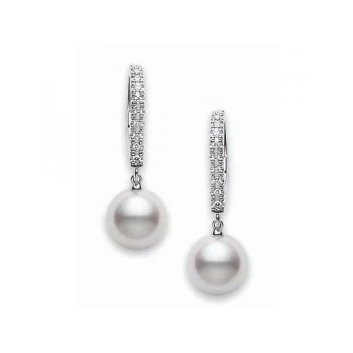 Mikimoto Akoya Pearl 7.5mm & Diamond White Gold Drop Earrings