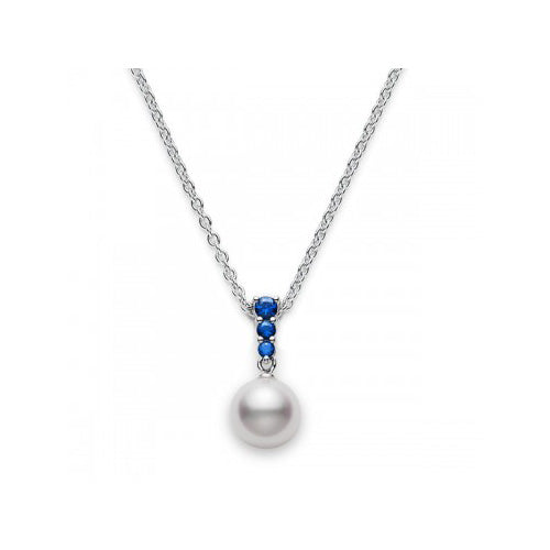 Mikimoto Akoya Pearl & Blue Sapphire Necklace