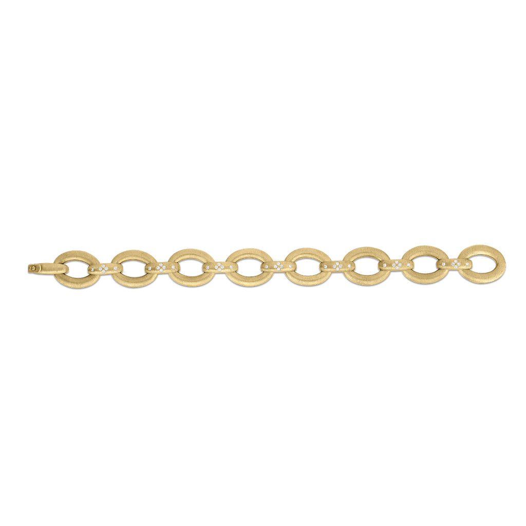 Roberto Coin 18K Yellow Gold Duchessa Satin Oval Diamond Accent Link Bracelet 7773249AYLBX