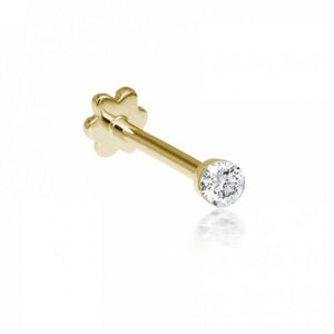 18K Gold Invisible Set Diamond Threaded Single Stud Earring