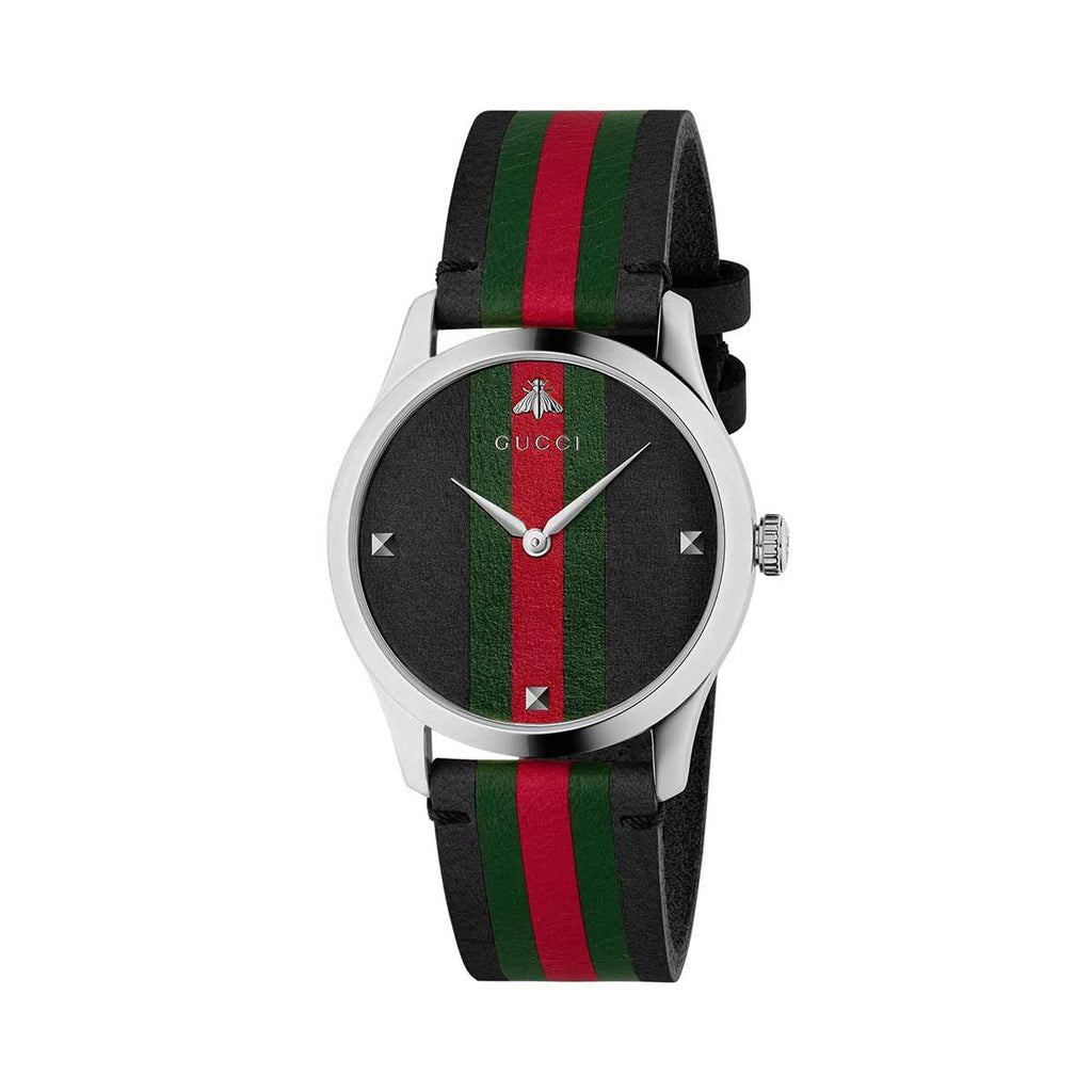 Gucci Stainless Steel G-Timeless Black Red Green Striped 38MM Watch