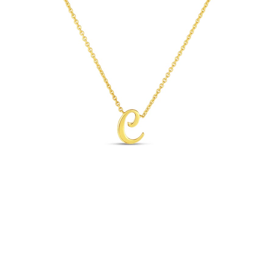 000021AYCH0C Roberto Coin Tiny Script "C" Initial Pendant Necklace in 18K Yellow Gold