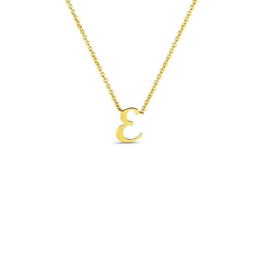 000021AYCH0E Roberto Coin 18K Yellow Gold Tiny Script "E" Initial Necklace