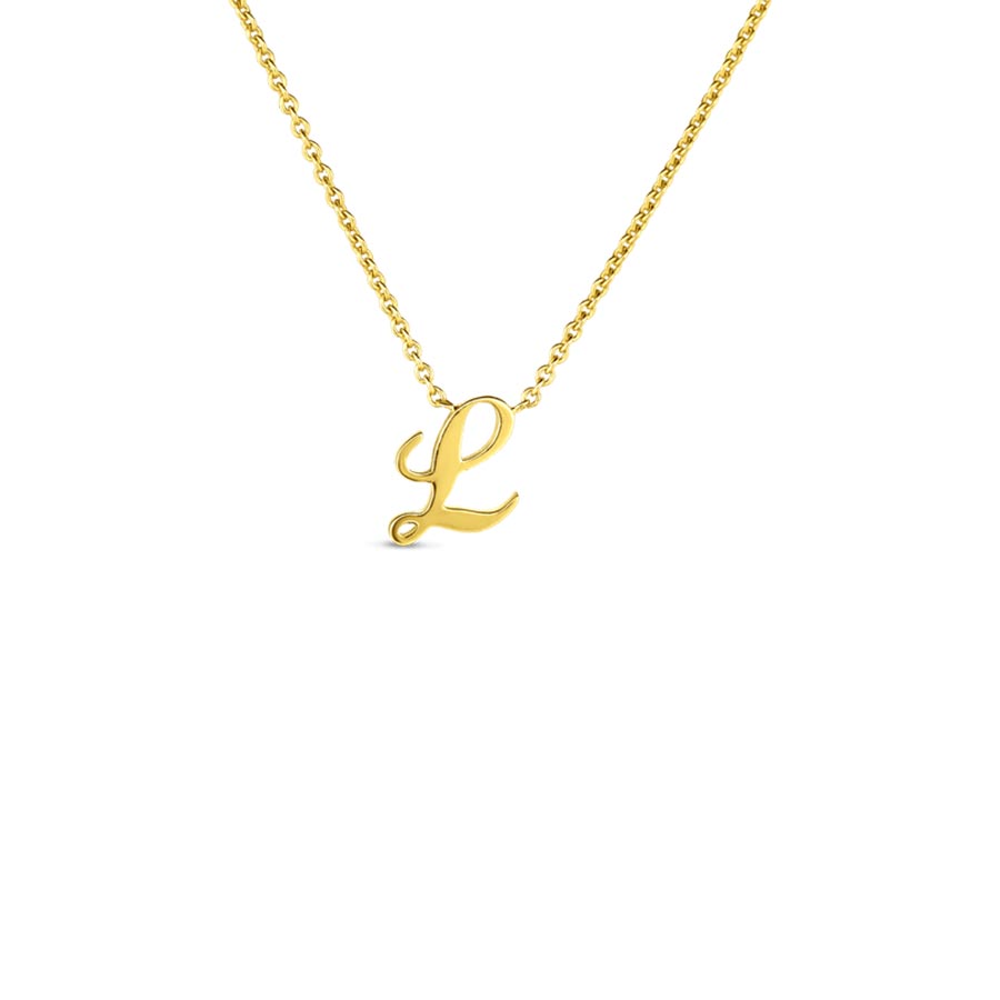 000021AYCH0L Roberto Coin 18K Yellow Gold Tiny Script "L" Initial Pendant Necklace