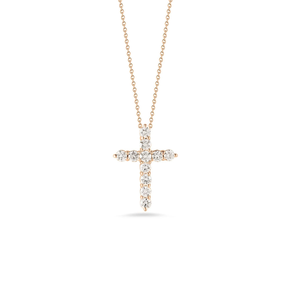 18K Gold Tiny Treasure Diamond Cross Pendant Necklace