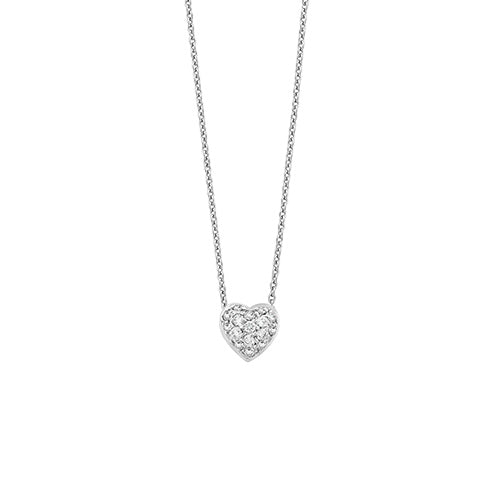 Roberto Coin Tiny Treasure Small Diamond Puffed Heart Necklace in 18K White Gold