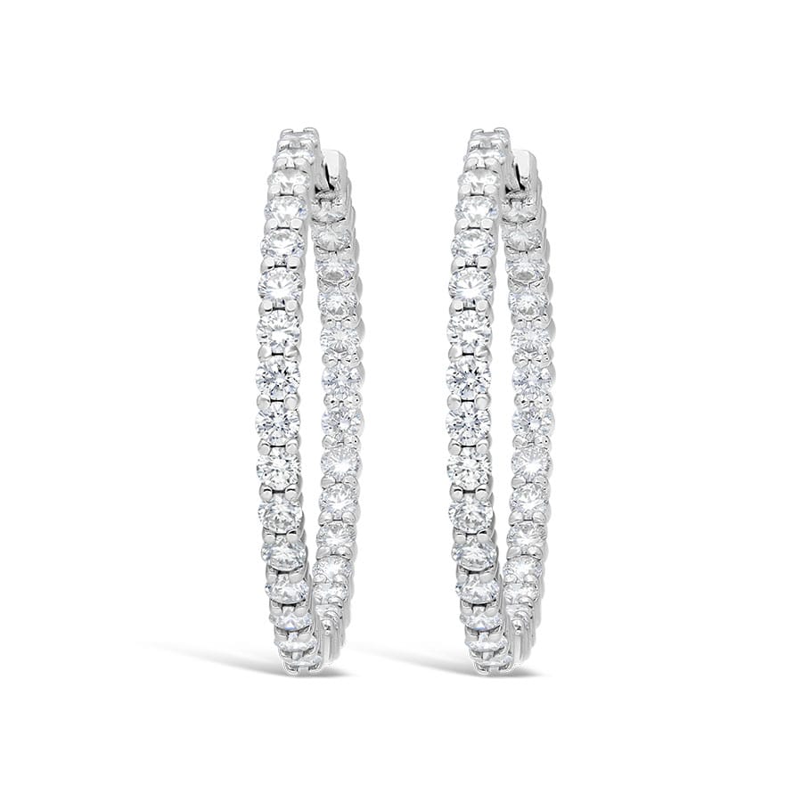 Roberto Coin White Gold Lage Diamond In and Out Hoops