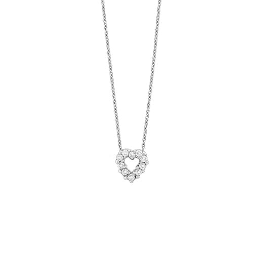 Roberto Coin Tiny Treasure Diamond Baby Heart Pendant Necklace in 18K White Gold