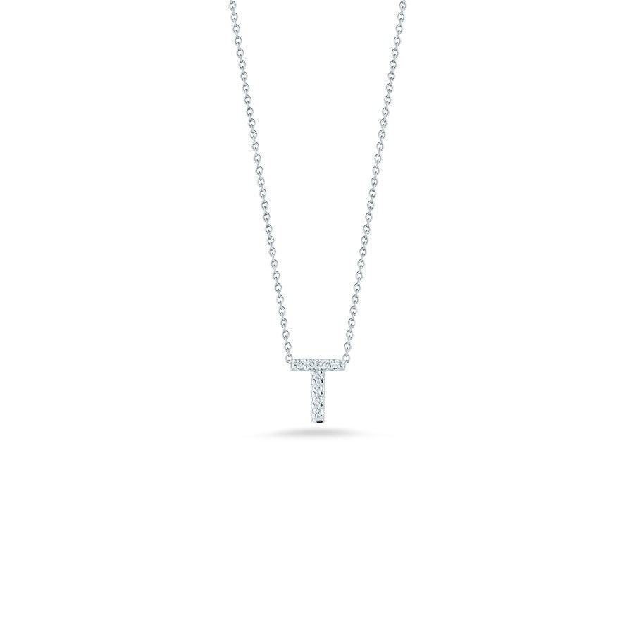Roberto Coin White Gold Diamond Initial T Necklace