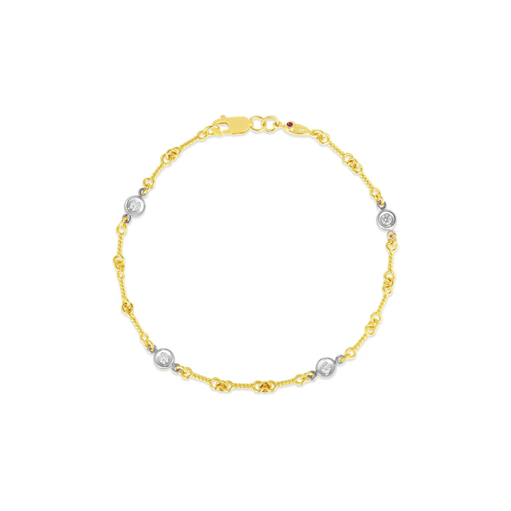 18K Gold Diamonds by the Inch Four Station Dog Bone Bracelet