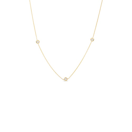 Roberto Coin Diamonds By The Inch Yellow Gold 3 Station Necklace