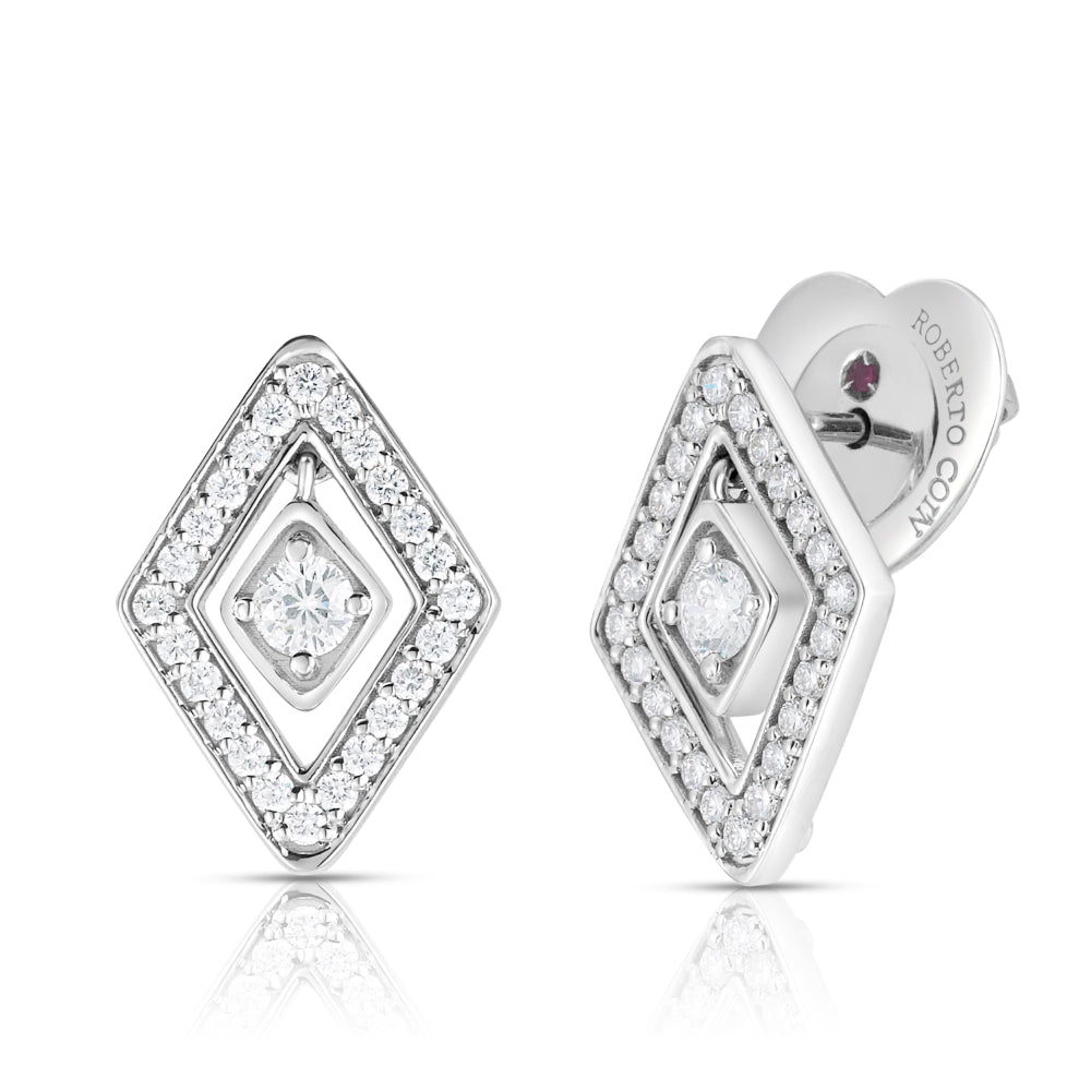 18K White Gold Diamante Diamond Stud Earrings