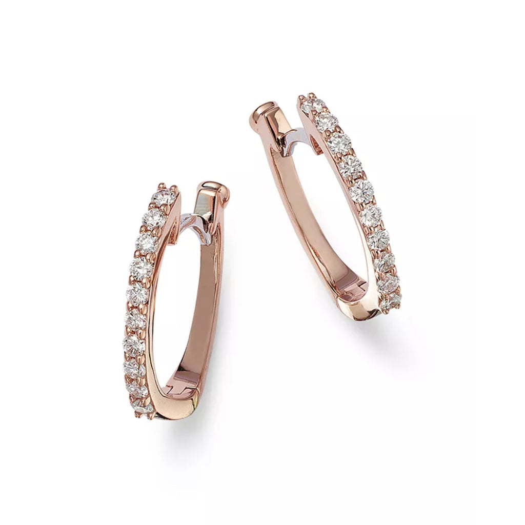 Roberto Coin 18K Rose Gold Diamond Hoop Earrings 000466AXERX0