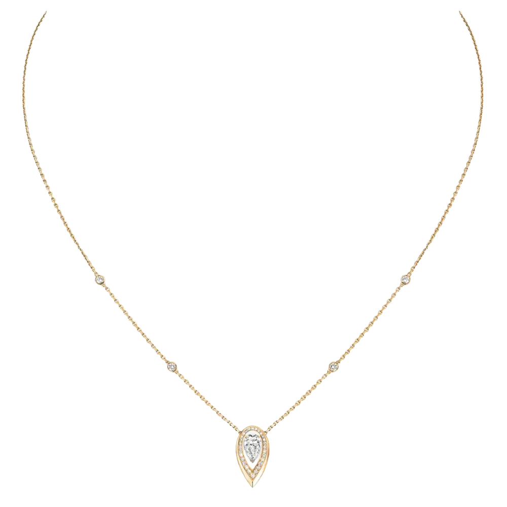 18K Gold Fiery Large Diamond Pendant Necklace
