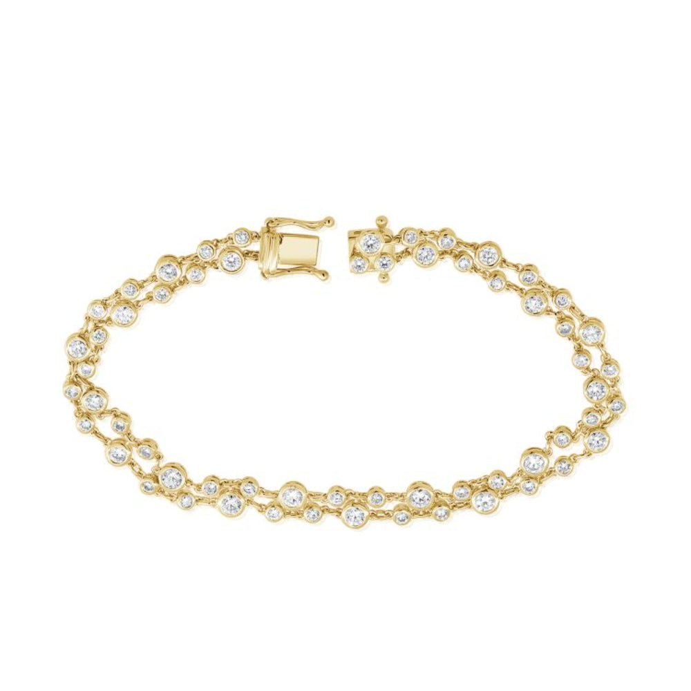 14K Gold Diamond Double Row Tennis Bracelet