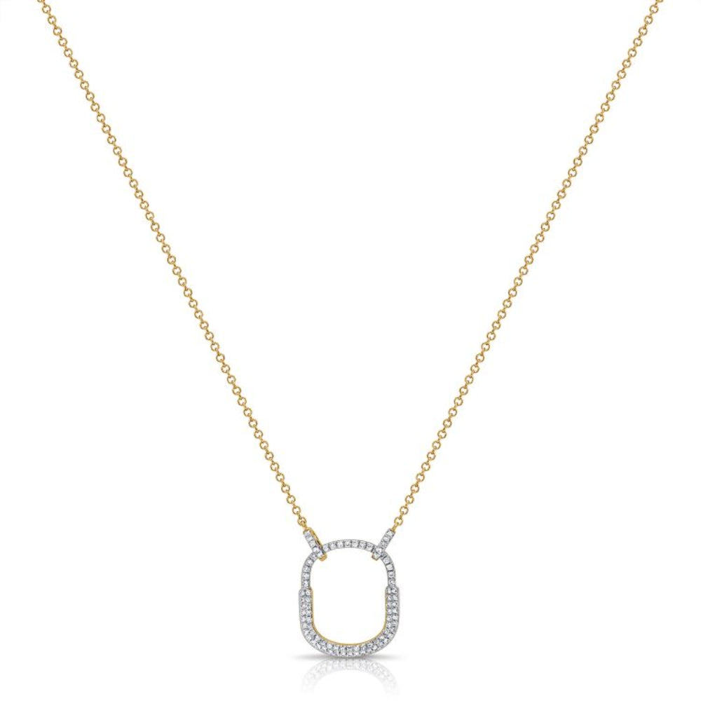 14K Gold Diamond Padlock Pendant Necklace