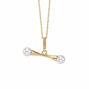 14K Gold Freshwater Pearl Tapered Toggle Pendant Necklace