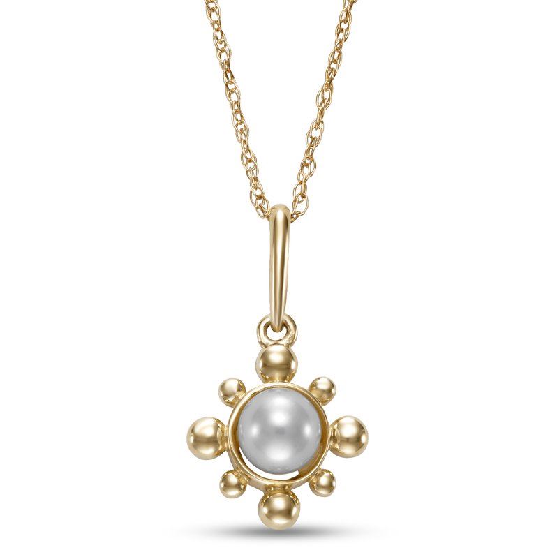 14K Gold Pearl Pendant with Sunburst Halo – James Free Jewelers