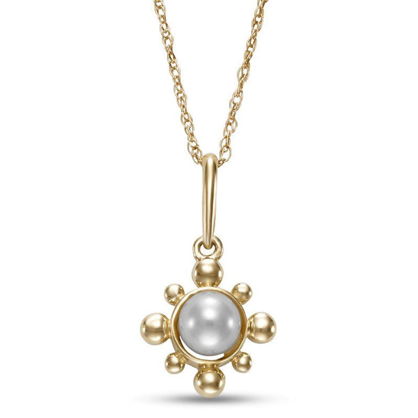 14K Gold Pearl Pendant with Sunburst Halo – James Free Jewelers