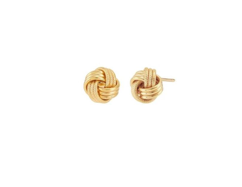 14K Gold Polished Swirl Love Knot Stud Earrings