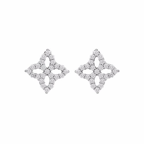 Roberto Coin Princess Flower Small Open Diamond Stud Earrings