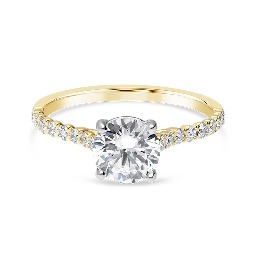 Precision Set 18K Yellow Gold Diamond Trim Semi-Mount Engagement Ring