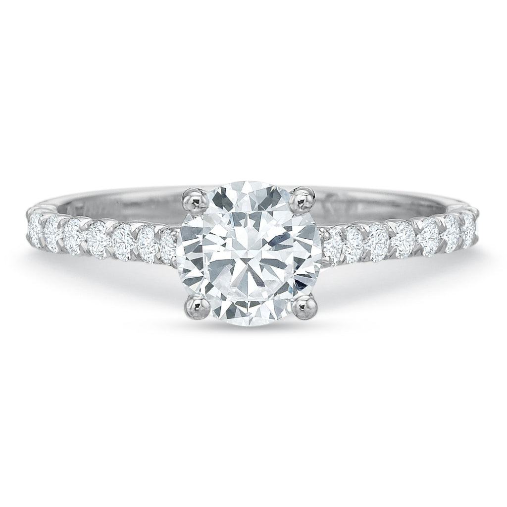 Precision Set 18K White Gold Diamond Pave Engagement Ring 242028W