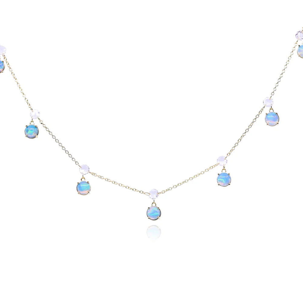 Sloane Street 18K Opal and Diamond Dangle Station Necklace 